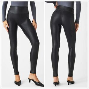 Spanx faux leather compression leggings sz M